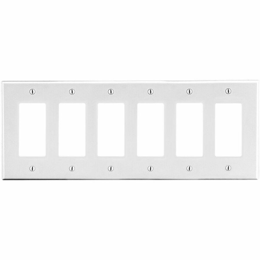 Bryant Wallplate, 6-Gang, 6) Decorator, White