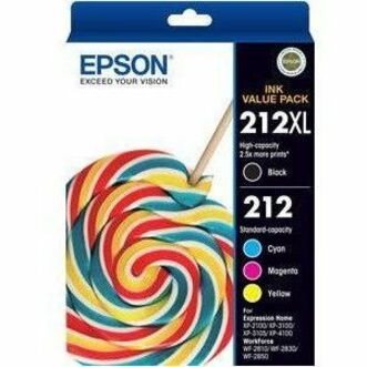 Epson 212XL + 212 Original Extra Large/Standard Yield Inkjet Ink Cartridge - Value Pack - CMY, Black Pack