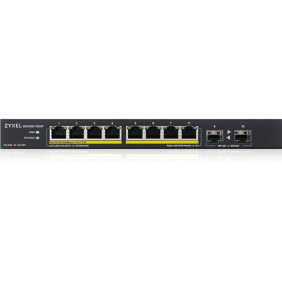 ZYXEL GS1100 GS1100-10HP 8 Poorten Ethernetswitch - Gigabit Ethernet - 1000Base-T, 1000Base-X, 10Base-T, 100Base-TX