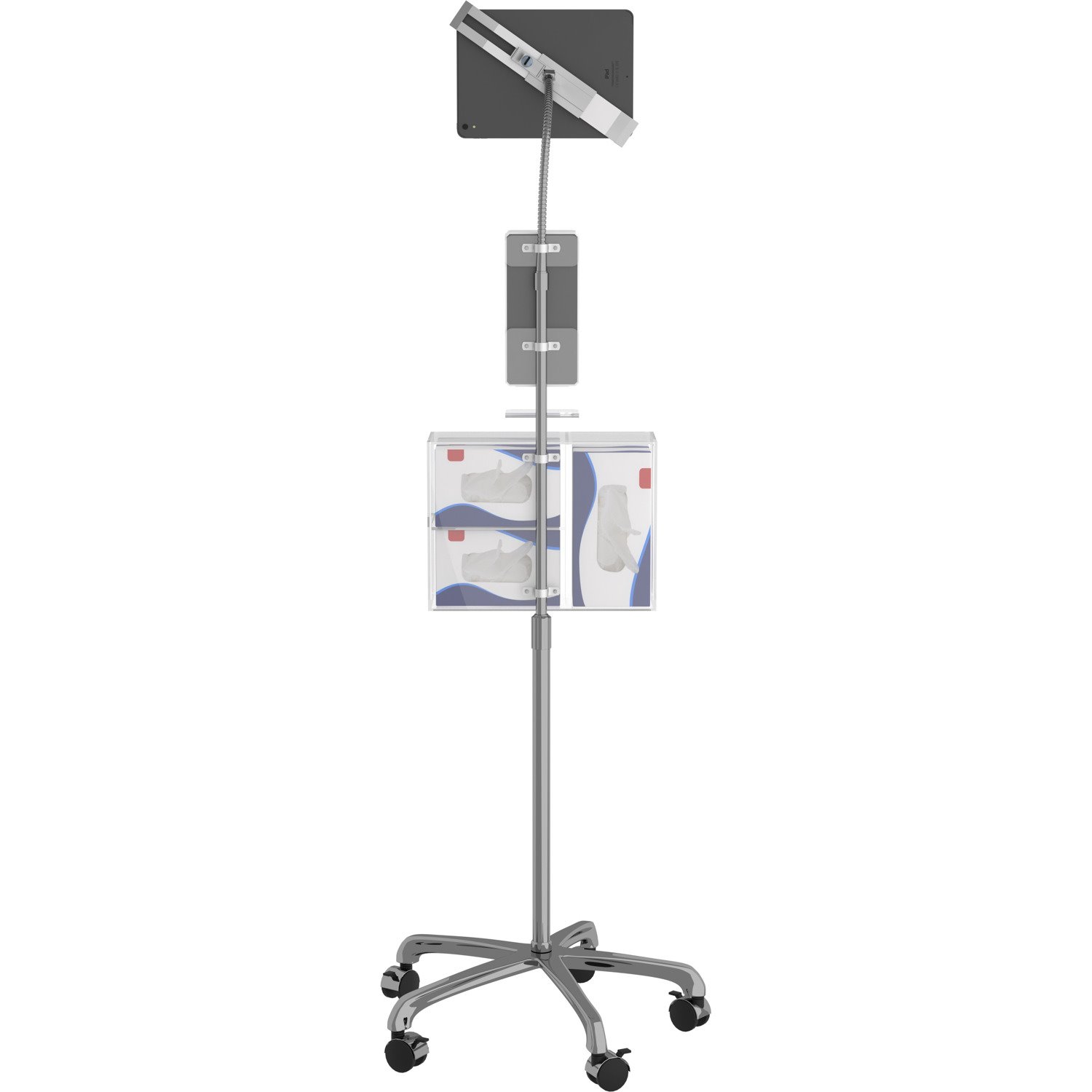 CTA Digital CTA Security Gooseneck Stand w/ Sanitizer Dispenser for Most 7-13" Tablets