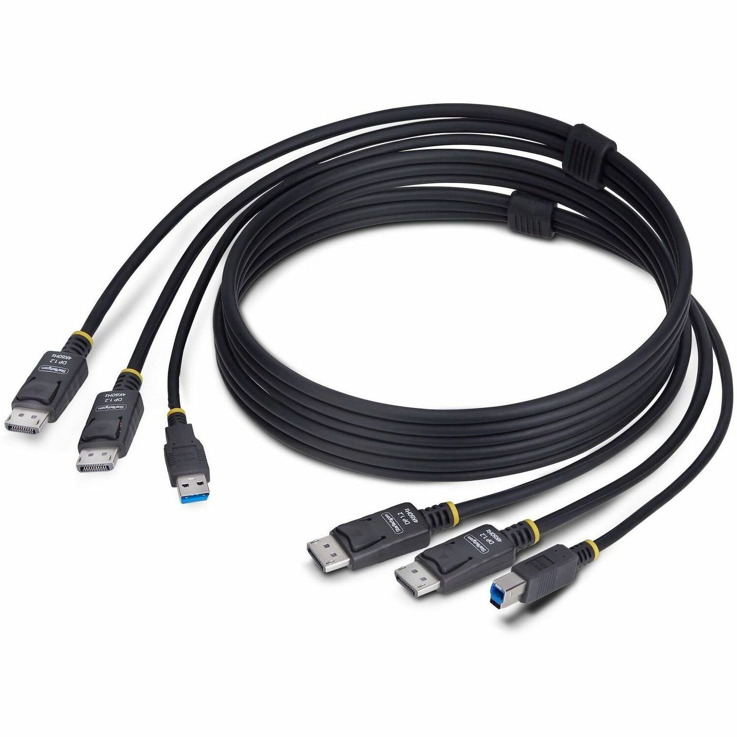 StarTech.com 6ft (1.8m) Dual-DisplayPort and USB 5Gbps KVM Cable, 4K 60Hz, Universally Compatible Combo Cable for KVM Switches