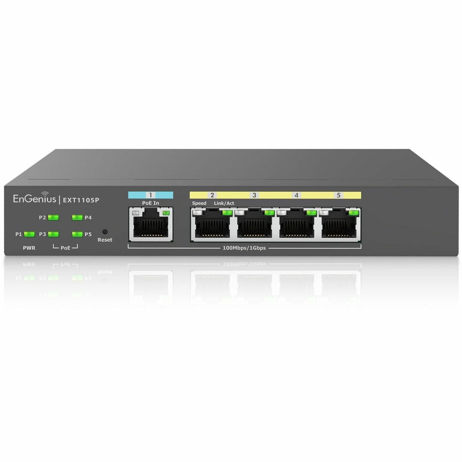 EnGenius Cloud Managed 5-Port 60W Gigabit PoE Switch Extender