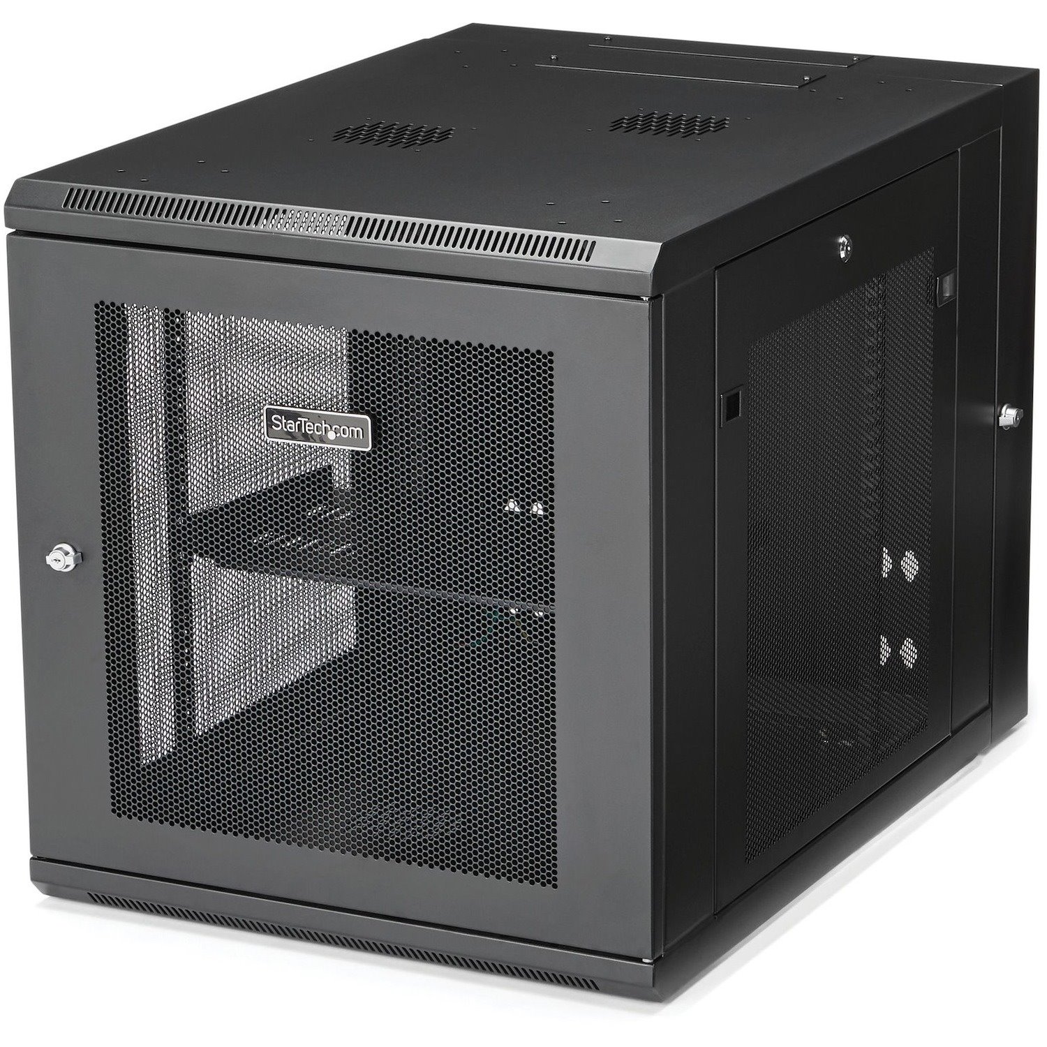 StarTech.com 4-Post 12U Wall Mount Network Cabinet, 19" Hinged Wall-Mounted Server Rack for IT Equipment, Flexible Lockable Rack Enclosure