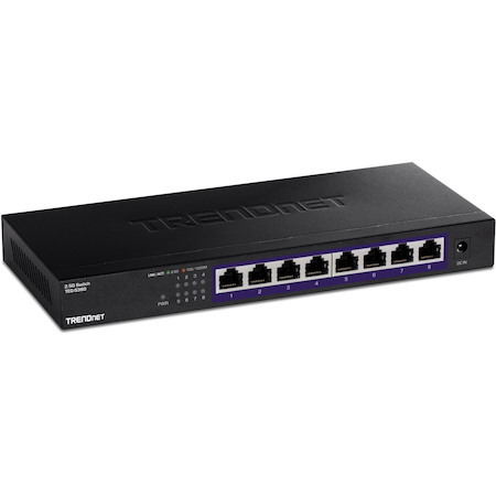 TRENDnet 8-Port 2.5Gb Multi-Gigabit Unmanaged Gaming Switch, TEG-S380, 8 x 2.5GBASE-T Ports, 25Gbps Switching Capacity, Ethernet Splitter, NDAA & TAA Compliant, Fanless, Lifetime Protection, Black