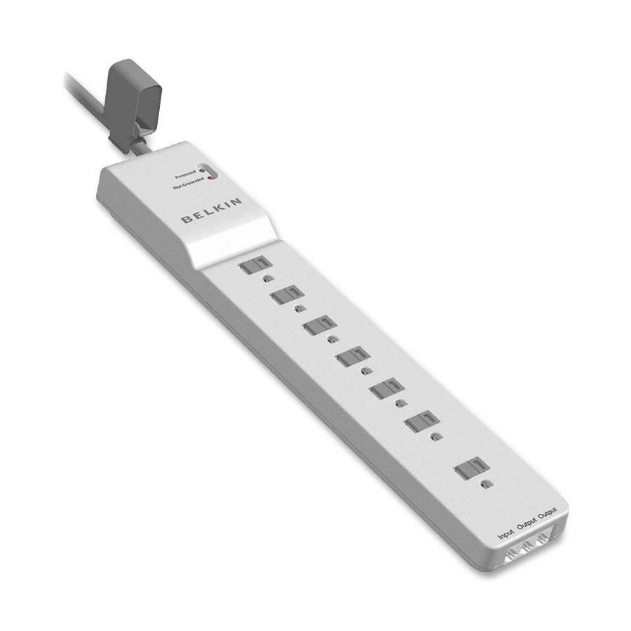 Belkin 7-Outlet Surge Protector - 12ft Cord - Right Angle Plug - 2320J - White