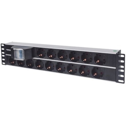 Intellinet 714051 Energiedistributie 15 AC-uitgang(en) 2U Aluminium. Zwart ** New Retail **