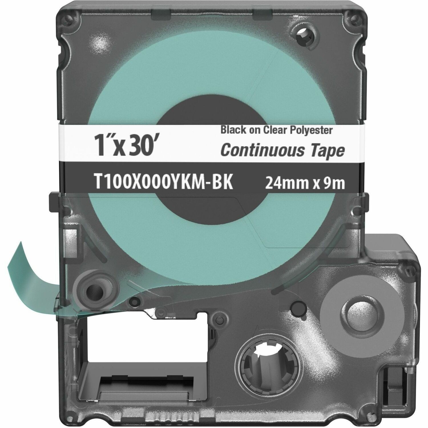 Panduit PXE&trade; T100X000YKM-BK MP Printer Cont Tape, Safety & ID, Polyester, Blk/Clr, 1" W