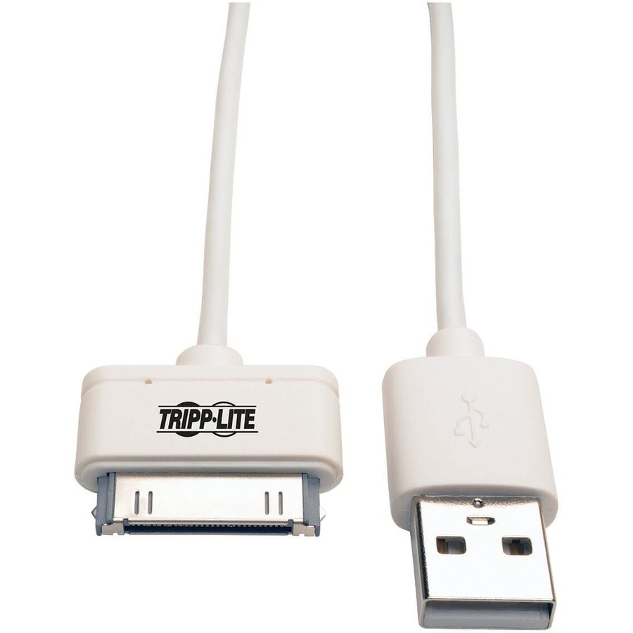 Eaton Tripp Lite Series USB Sync/Charge Cable with Apple 30-Pin Dock Connector, White, 3 ft. (0.91 m)