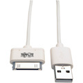 Eaton Tripp Lite Series USB Sync/Charge Cable with Apple 30-Pin Dock Connector, White, 3 ft. (0.91 m)