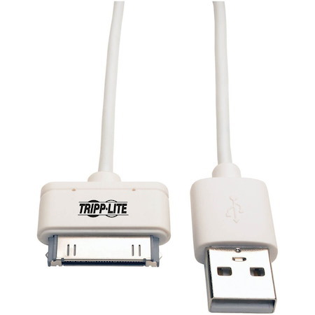 Eaton Tripp Lite Series USB Sync/Charge Cable with Apple 30-Pin Dock Connector, White, 3 ft. (0.91 m)