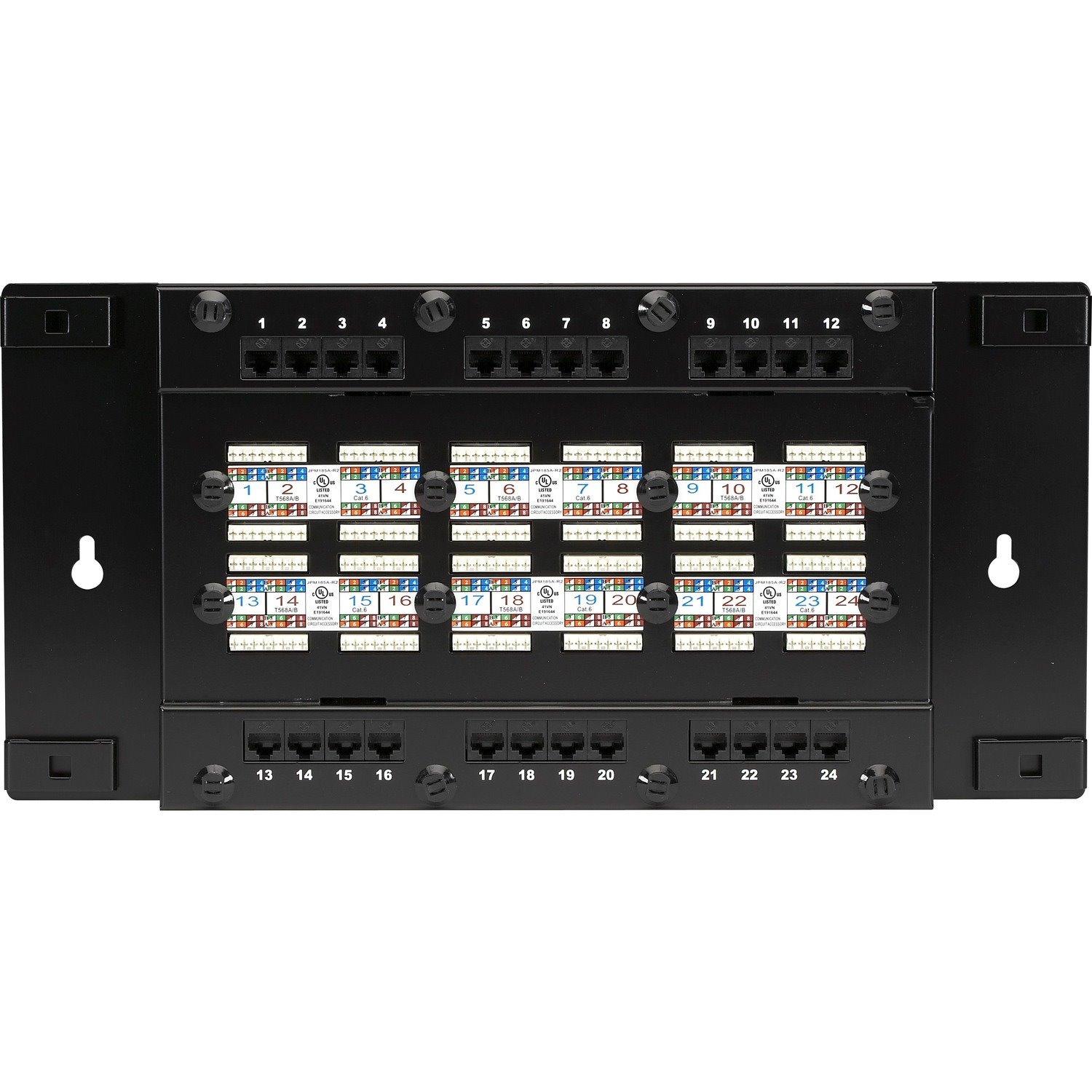 Black Box CAT6 Wallmount Patch Panel with Cover, 24-Port