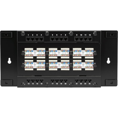 Black Box CAT6 Wallmount Patch Panel with Cover, 24-Port