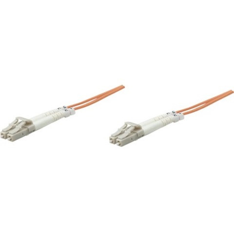 Intellinet Network Solutions Fiber Optic Patch Cable, LC/LC, OM1, 62.5/125, Multimode, Duplex, Orange, 7 ft (2 m)