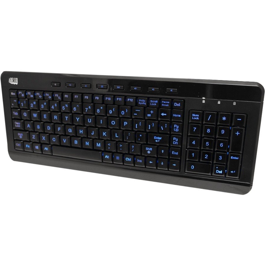 Adesso 3-Color Illuminated Compact Multimedia Keyboard