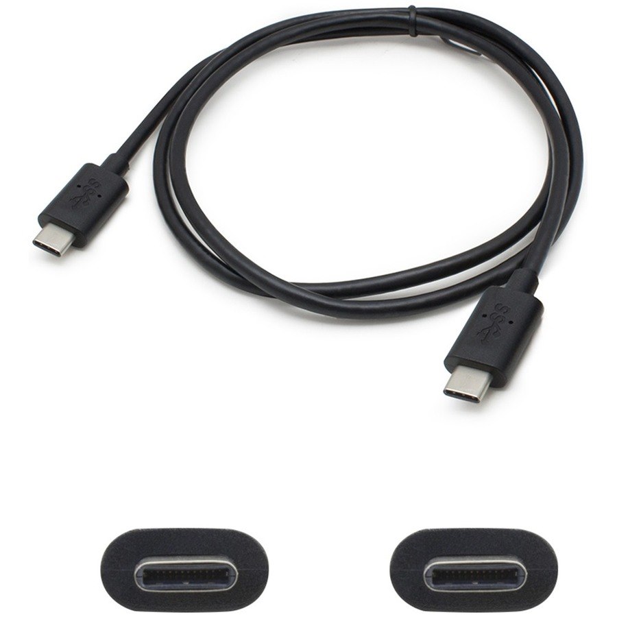 AddOn 1m USB C 3.1 Male to Male Black Cable