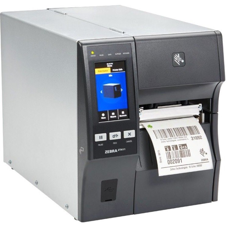 Zebra ZT411 Industrial Direct Thermal/Thermal Transfer Printer - Monochrome - Label Print - USB - USB Host - Serial - Bluetooth - Near Field Communication (NFC) - EU, UK