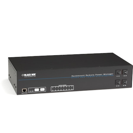 Black Box Horizontal Rackmount Remote Power Manager - 100120-VAC, Dual-Circuit, 15-Amp, (16) NEMA 5-15 Outlet