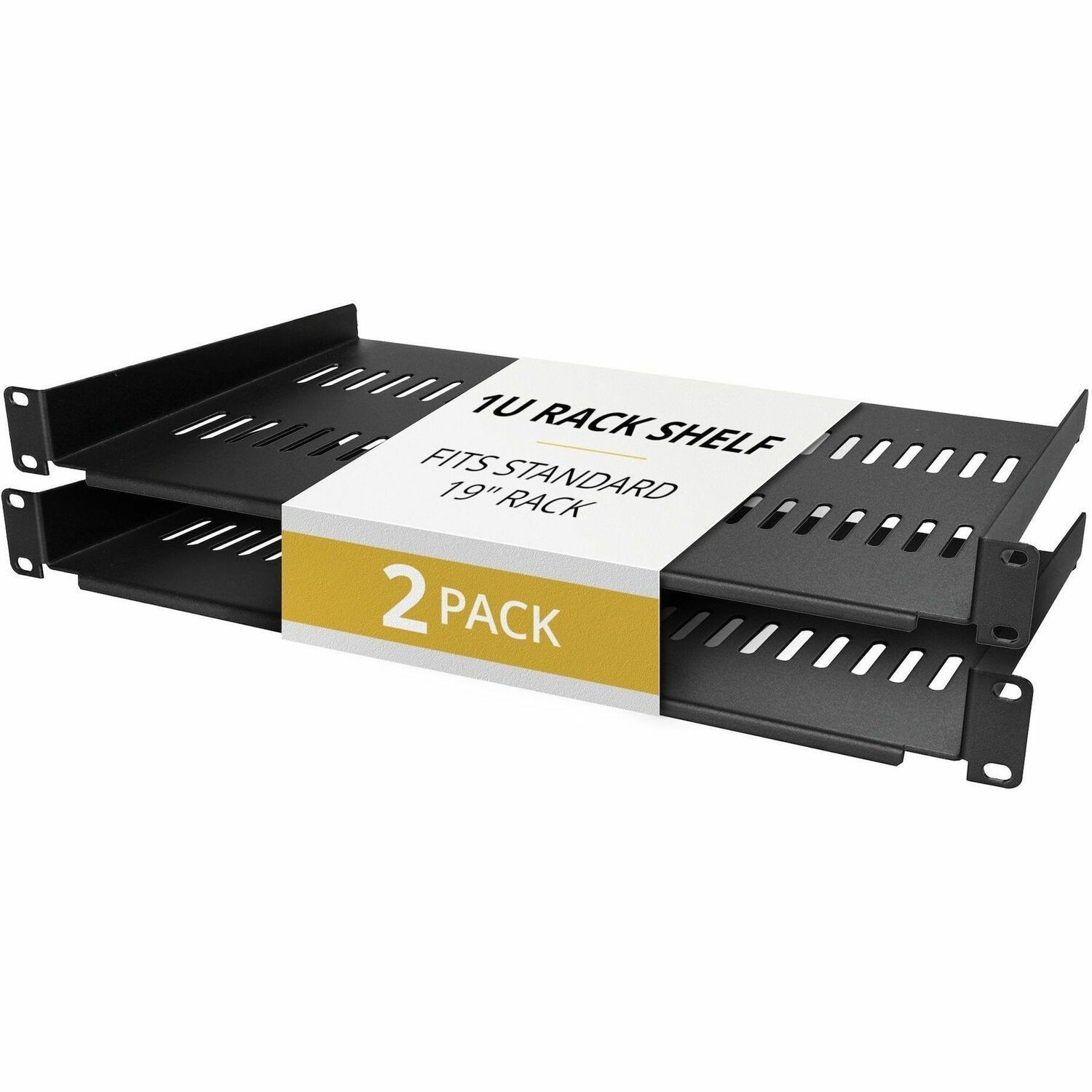 StarTech.com 2-Pack 1U Server Rack Schap, Geventileerde Vrijdragende Plank voor 19" Netwerk Rack of Kast, 25cm Diep, Tot 20kg per stuk