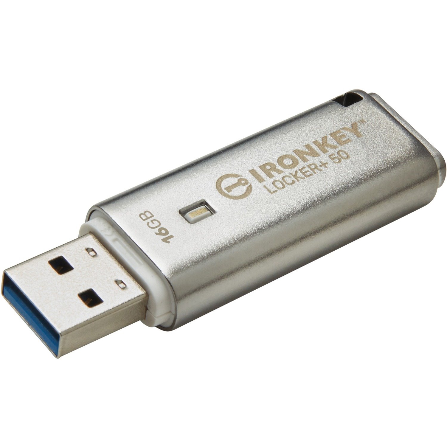 IronKey IKLP50 16 GB USB 3.2 (Gen 1) Type A Flash Drive - Silver - XTS-AES, 256-bit AES - TAA Compliant