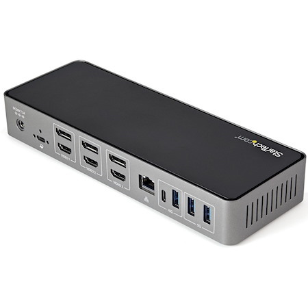 StarTech.com USB-C & USB-A Dock, Hybrid Triple Monitor Laptop Docking Station DisplayPort & HDMI 4K 60Hz/85W PD/6x USB/GbE, TAA