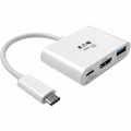 Eaton Tripp Lite Series USB-C to HDMI 4K Adapter with USB 3.x (5Gbps) Hub Ports and 60W PD Charging, HDCP, White