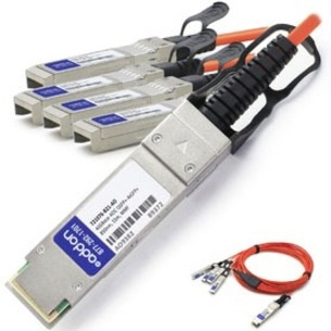 AddOn HP 721076-B21 Compatible TAA Compliant 40GBase-AOC QSFP+ to 4xSFP+ Direct Attach Cable (850nm, MMF, 15m)