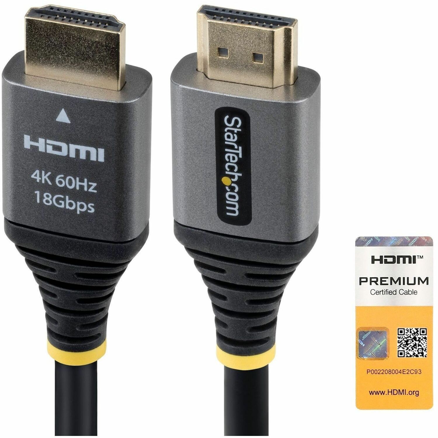 StarTech 5ft (1.5m) Premium Certified High Speed HDMI Cable, 4K 60Hz/1440p 144Hz, High-Flex HDMI 2.0 Cable with HDR10/ARC, 18Gbps