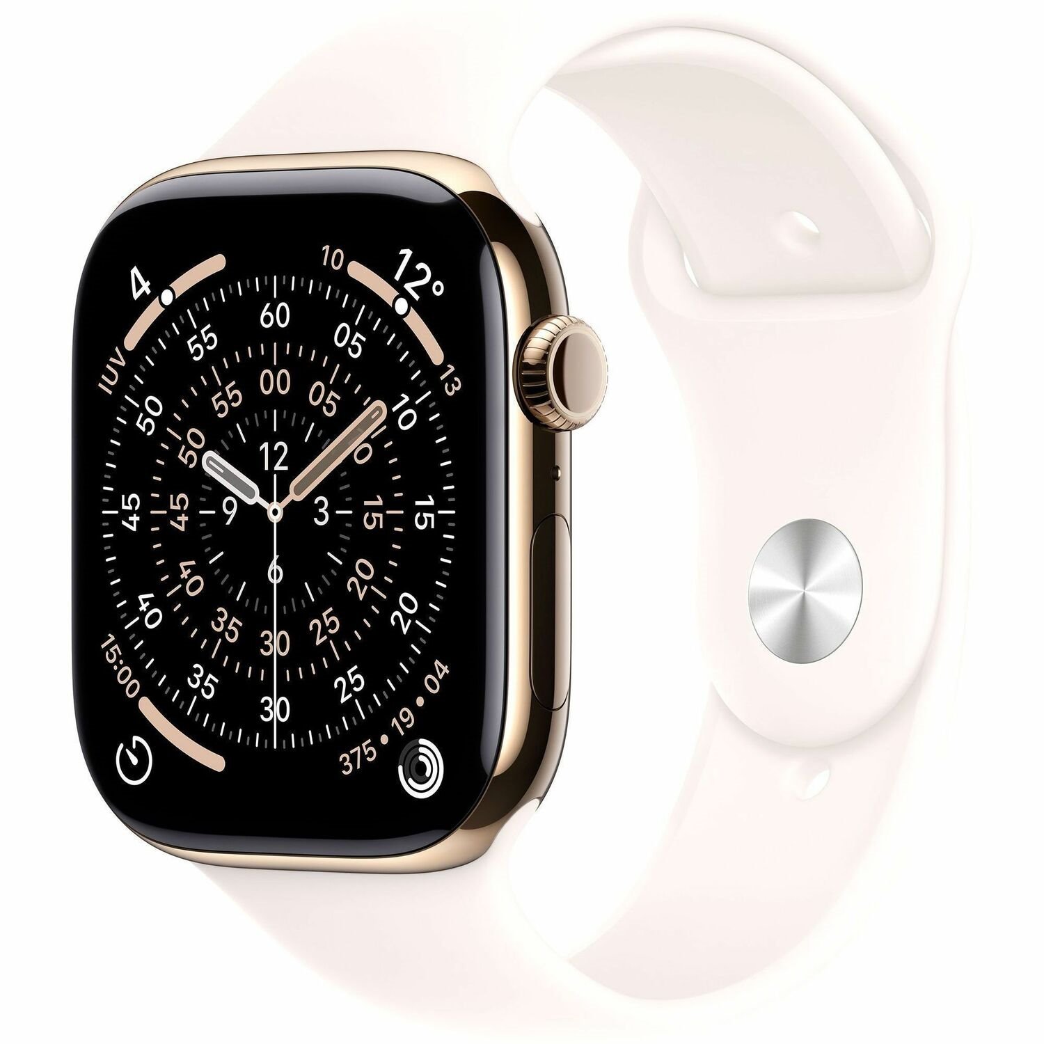 Apple Watch Series 11�GPS + Cellular 46mm�Gold Titanium Case With Light Blush Sport Band - S/M
