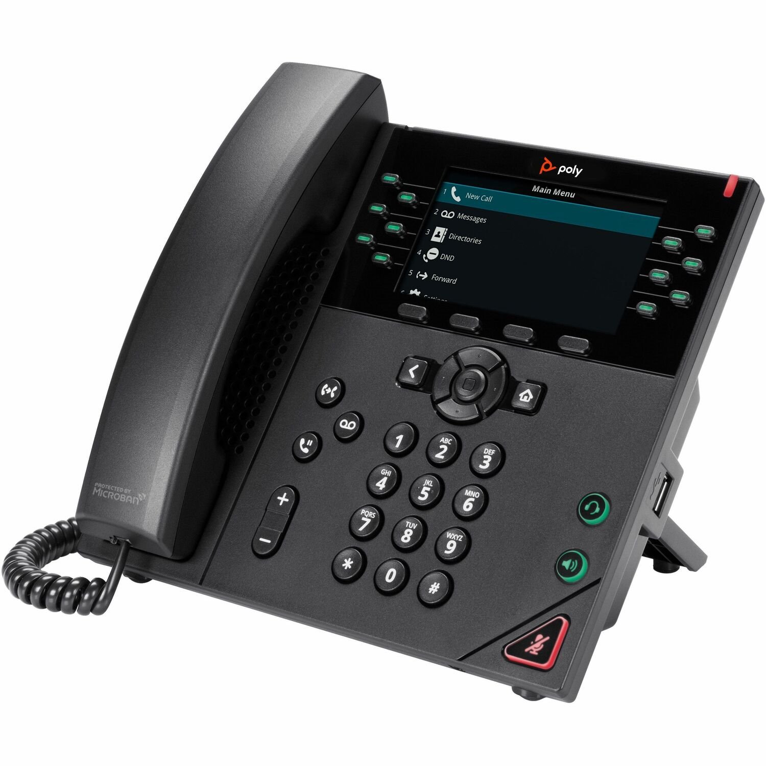 Poly VVX 450 IP Phone - Corded - Corded - Wall Mountable, Desktop - Black