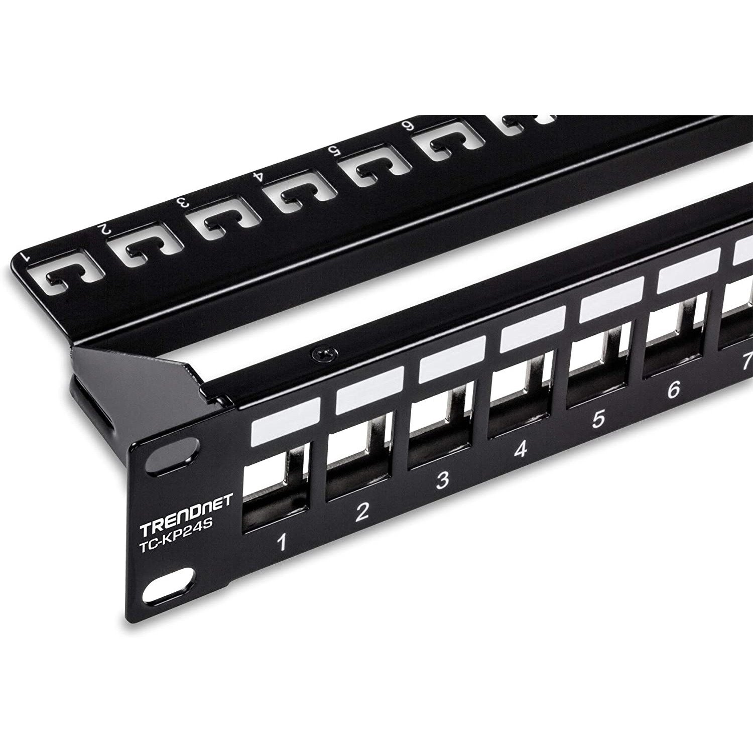 TRENDnet 24-Port Blank Keystone Shielded 1U Patch Panel, 1U 19" Rackmount Housing, Protects Against EMI/RFI Noise, Recommended With TC-K06C6A Cat6A Keystone Jacks (Sold Separately), Black, TC-KP24S