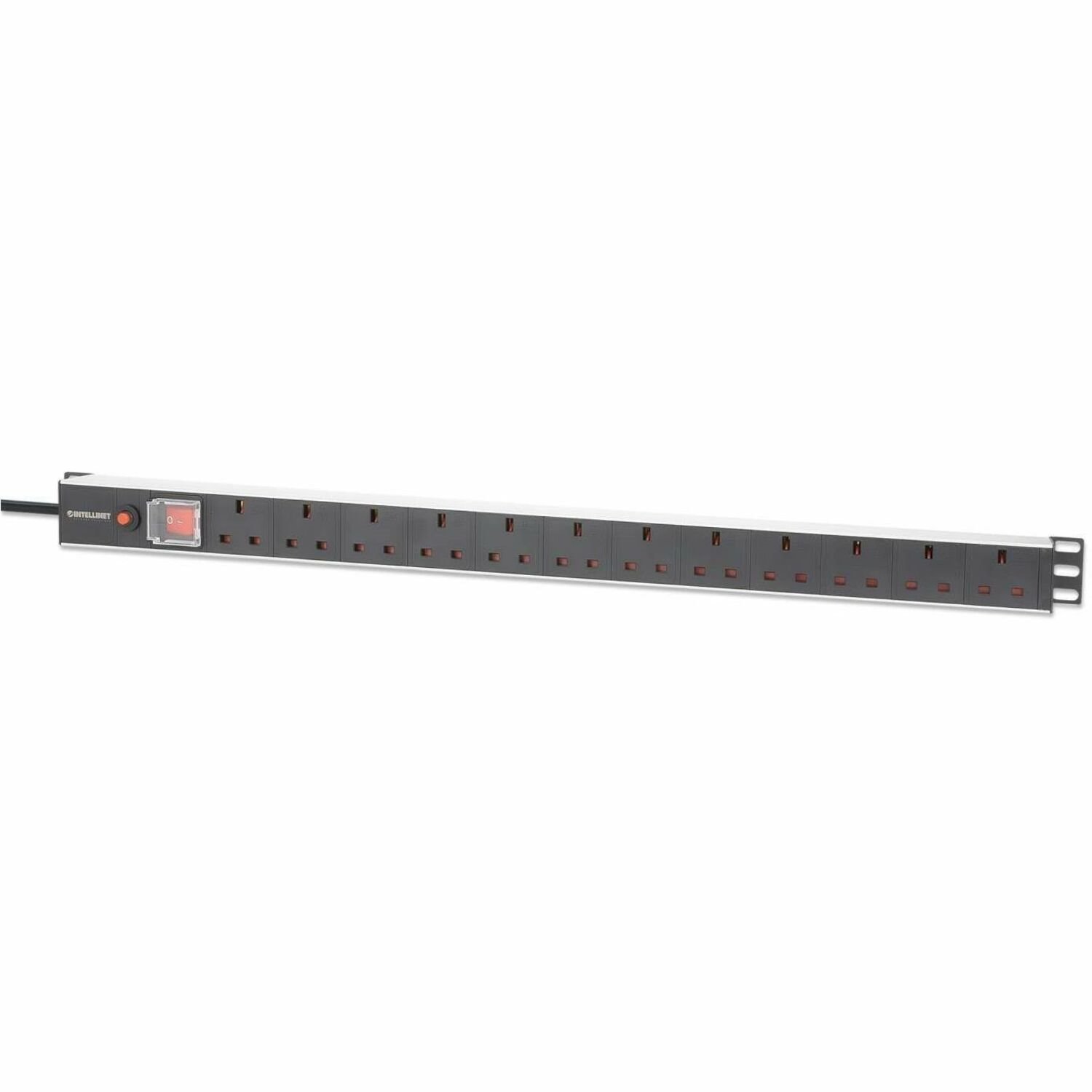 Ic Intracom 19In Pdu 1U 12-Way Uk Ac Plugs-Vertical Switch Overload P