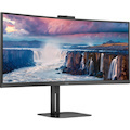 AOC CU34V5CW/BK 34" Class Webcam UW-QHD Curved Screen LCD Monitor - 21:9 - Metal Black