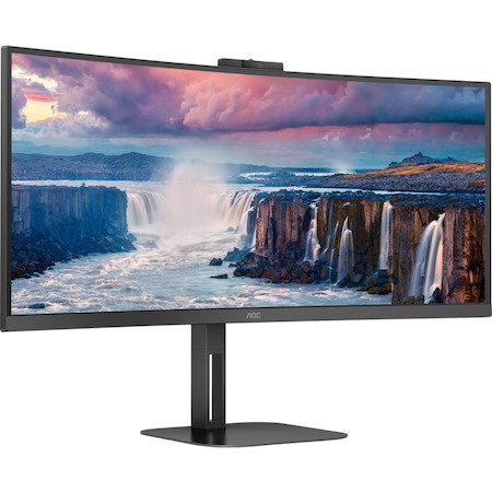 AOC CU34V5CW/BK 34" Class Webcam UW-QHD Curved Screen LCD Monitor - 21:9 - Metal Black