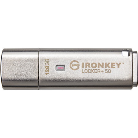 IronKey IKLP50 128 GB USB 3.2 (Gen 1) Type A Flash Drive - Silver - XTS-AES, 256-bit AES - TAA Compliant