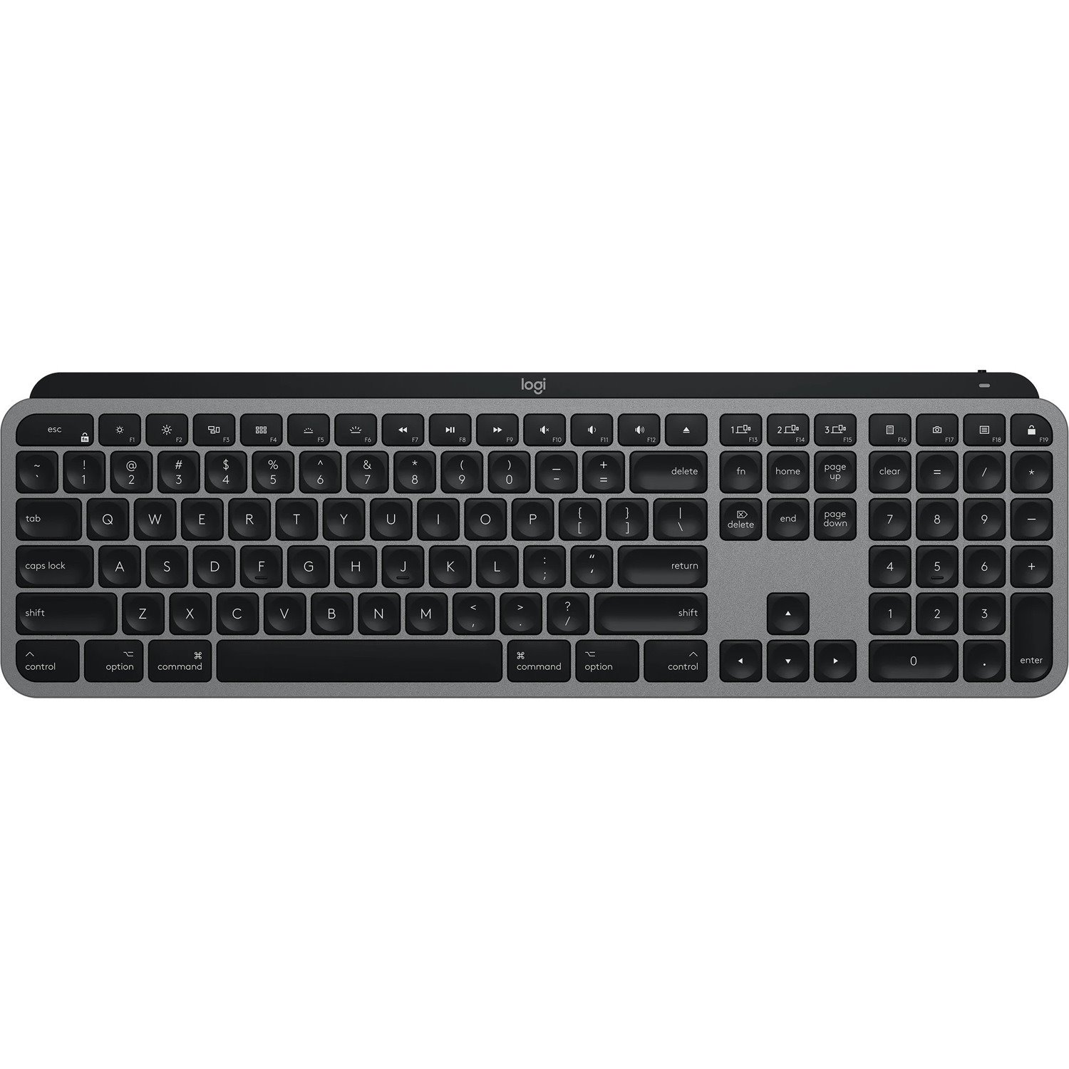 Logitech MX Keys for Mac Keyboard - Wireless Connectivity - USB Interface - English (US) - QWERTY Layout - Space Gray