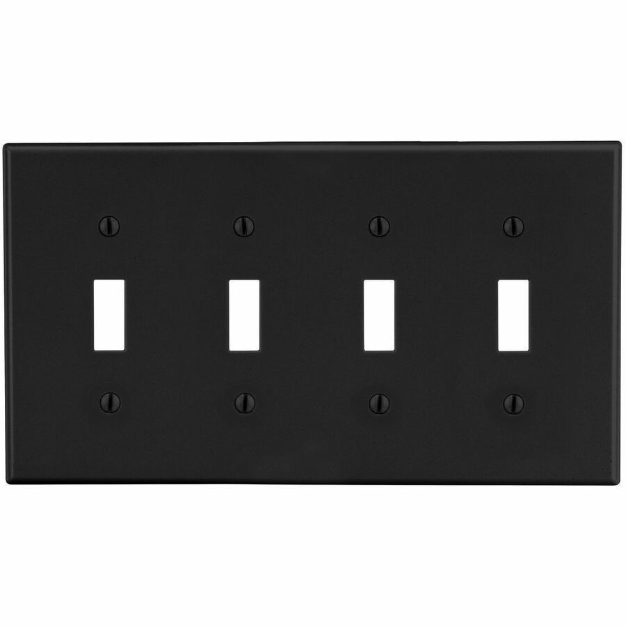 Bryant Wallplate, Mid-Size 4-Gang, 4) Toggle, Black