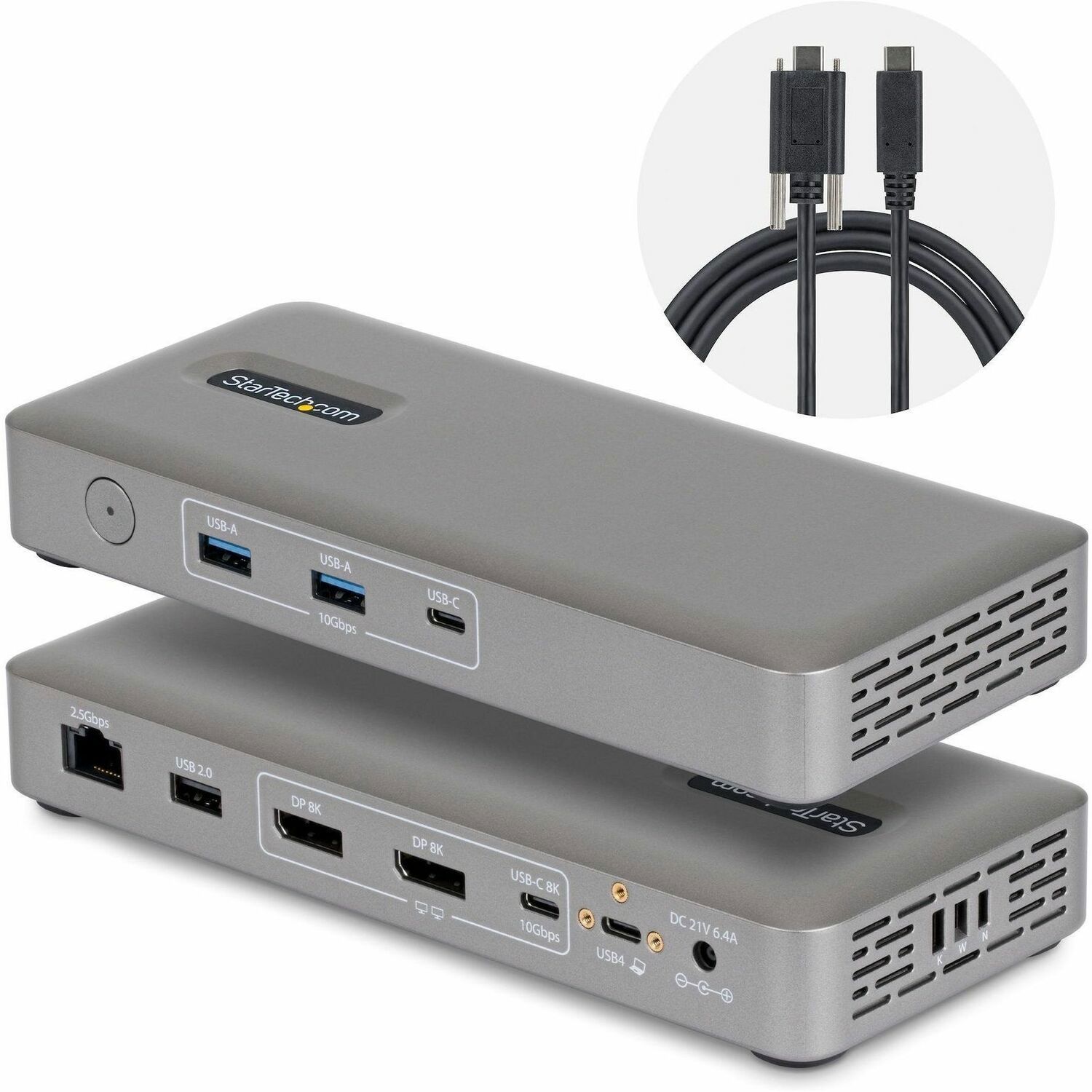StarTech USB4 Docking Station, Driverless Dual 4K for macOS and Windows, Universal USB-C Dock with 100W Laptop Charging and 2.5GbE