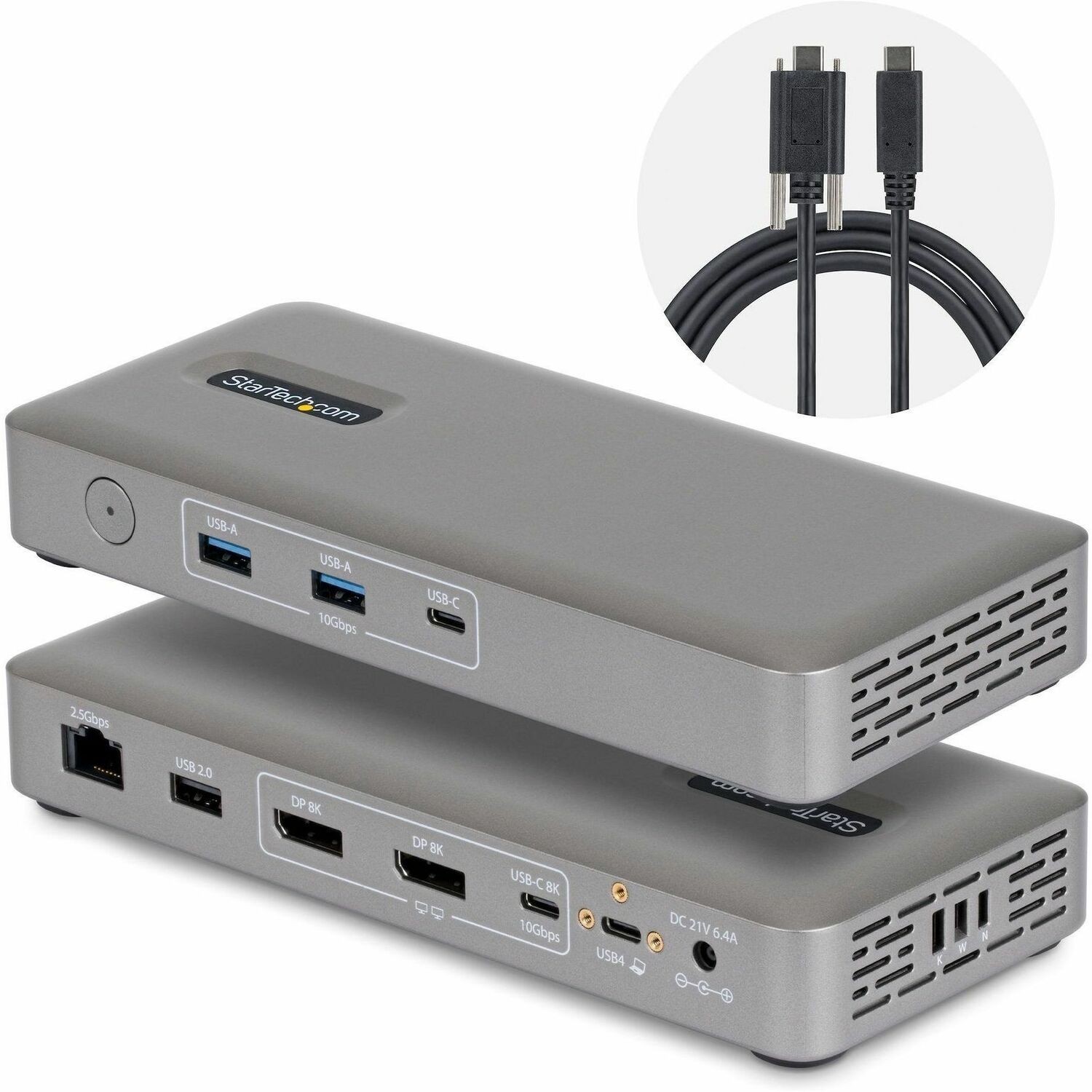 StarTech USB4 Docking Station, Driverless Dual 4K for macOS and Windows, Universal USB-C Dock with 100W Laptop Charging and 2.5GbE