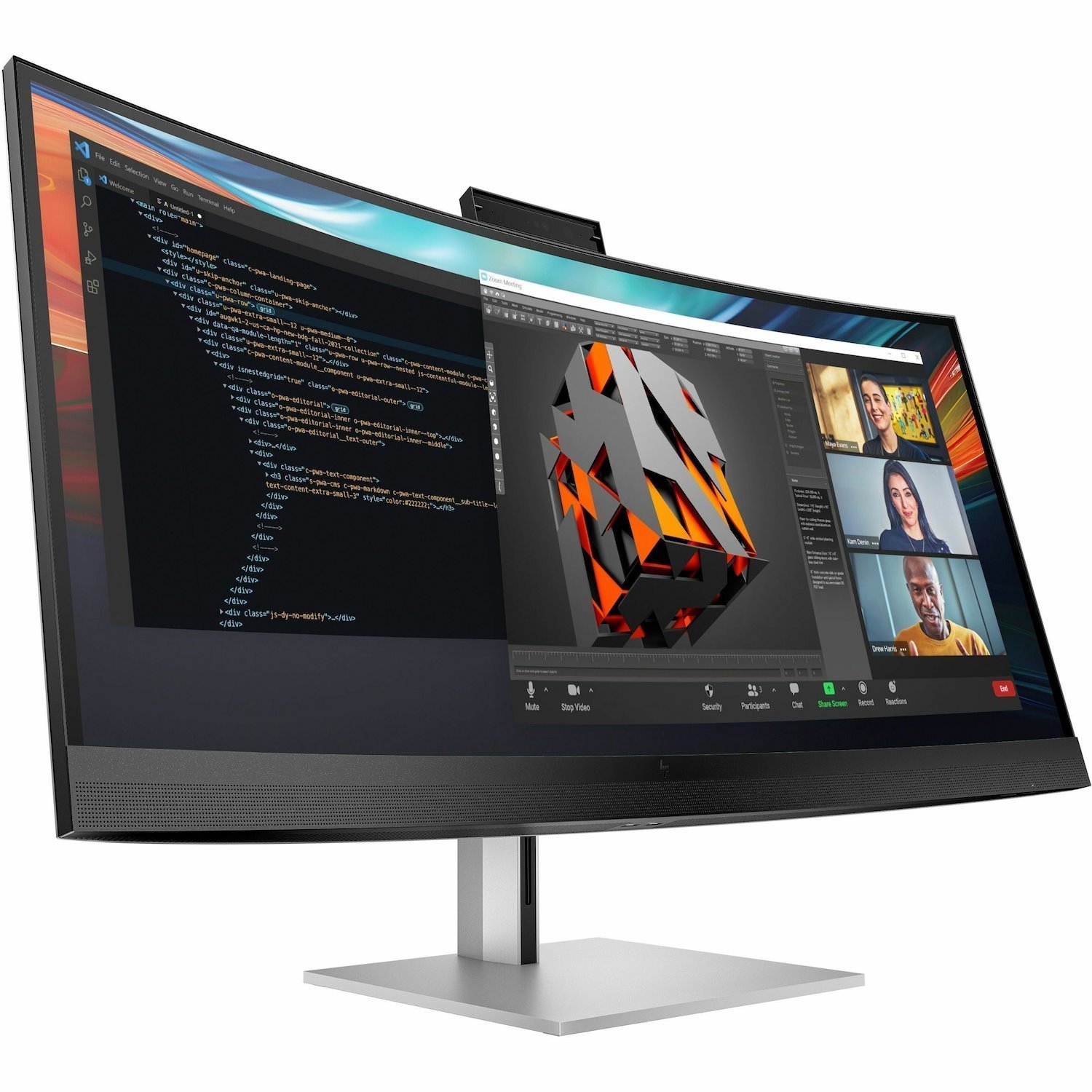 HP 740pm 40" Class Webcam 5K2K WUHD Curved Screen LED Monitor - 21:9 - Black, Silver - Refurbished