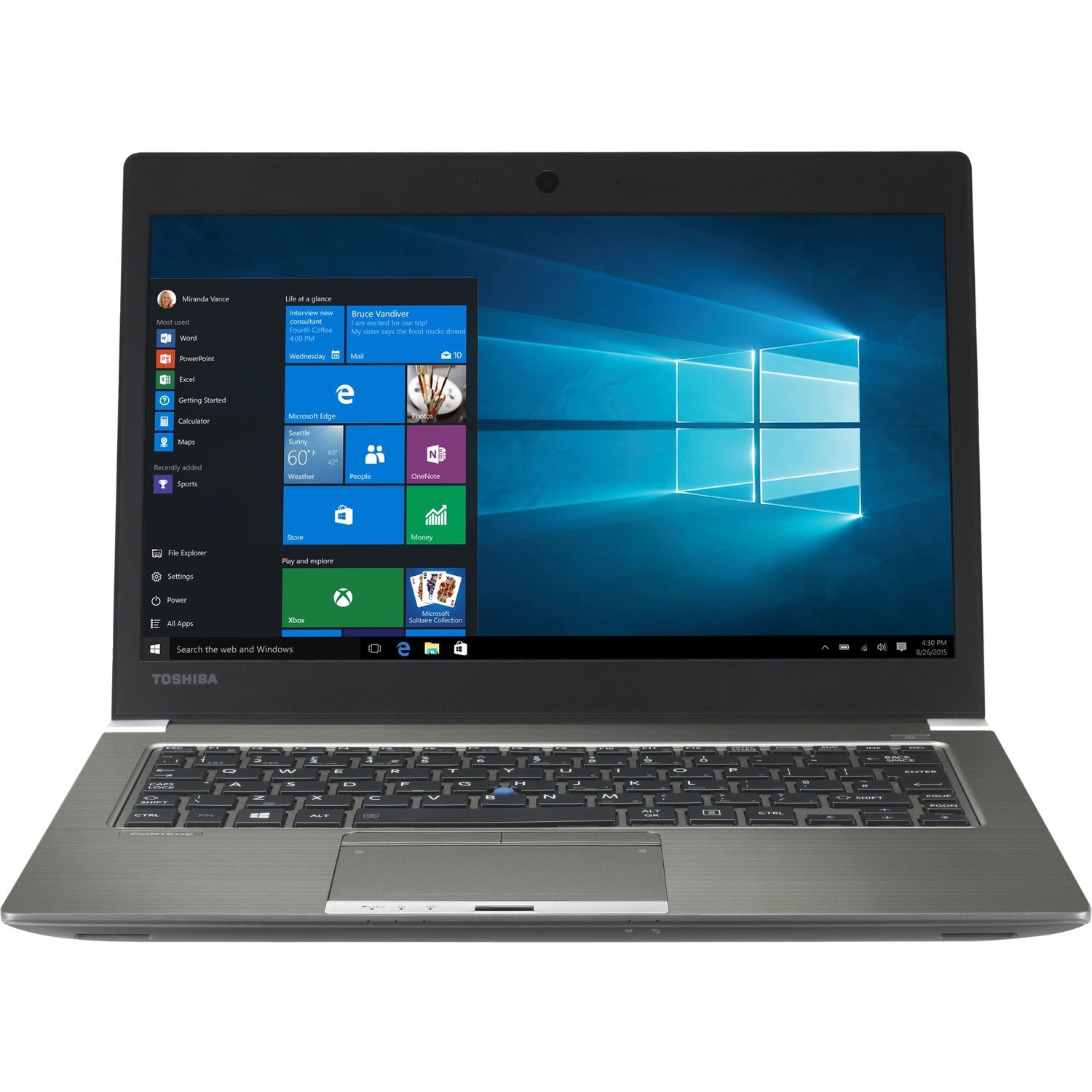 Toshiba Portege Z30T-C 13.3" Touchscreen Ultrabook - Intel Core i5 6th Gen i5-6200U - 8 GB - 256 GB SSD - Cosmo Silver with Hairline, Magnesium Alloy