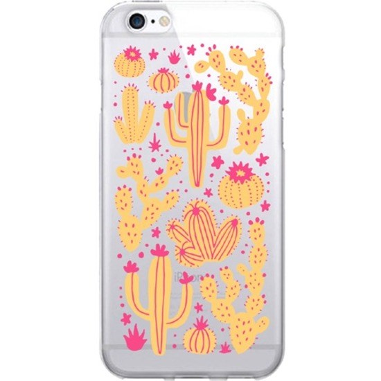 OTM Prints Clear Phone Case, Desert Cacti Pink & Orange - iPhone 7/7S