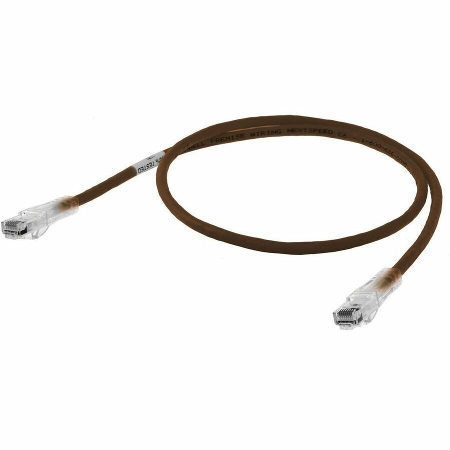 Hubbell Premise Wiring Copper Solutions, Patch Cords, NEXTSPEED Cat6, Secure Boot, Brown, 3' Length