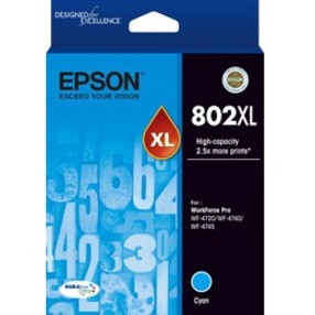 Epson DURABrite Ultra 802XL High Yield Inkjet Ink Cartridge - Cyan - 1 Pack