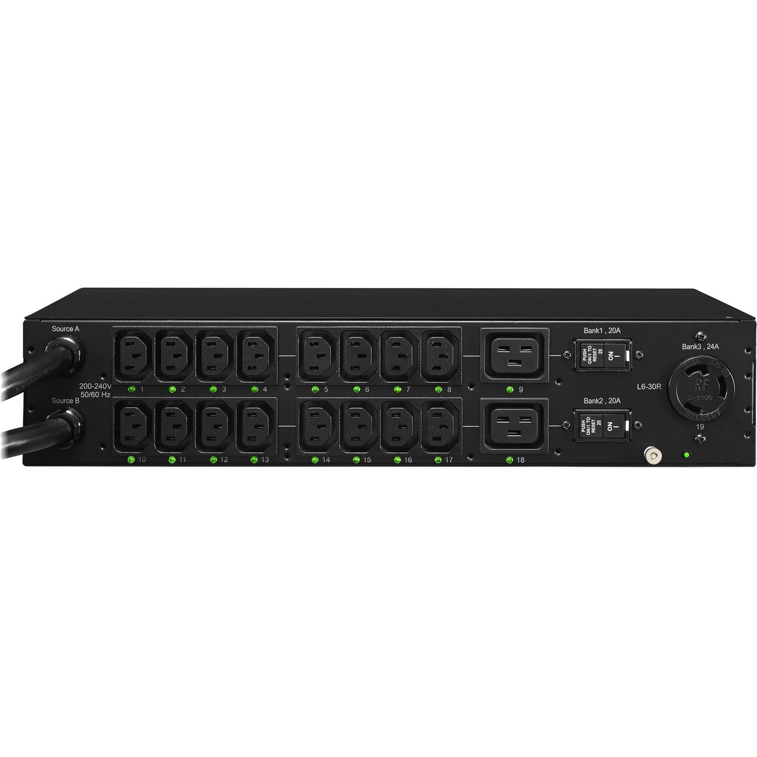 CyberPower PDU30SWHVT19ATNET 200 - 240 VAC 30A Switched ATS PDU