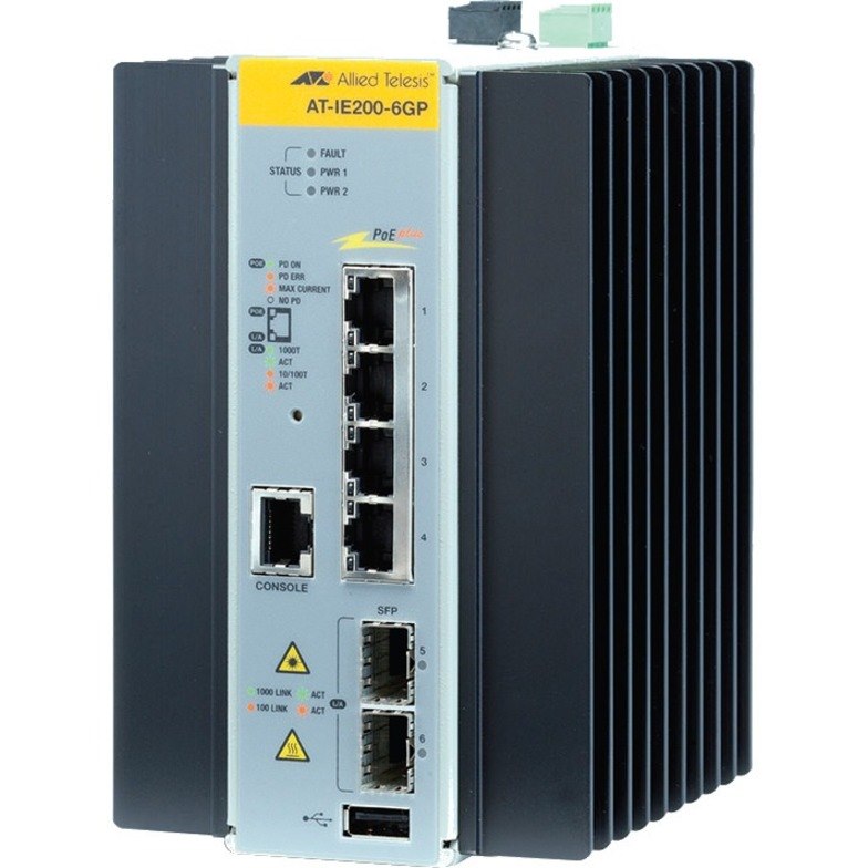 Allied Telesis 4 Ã— 10/100/1000T Ports (PoE+ Support) and 2 Ã— 100/1000X SFP Industrial Switch