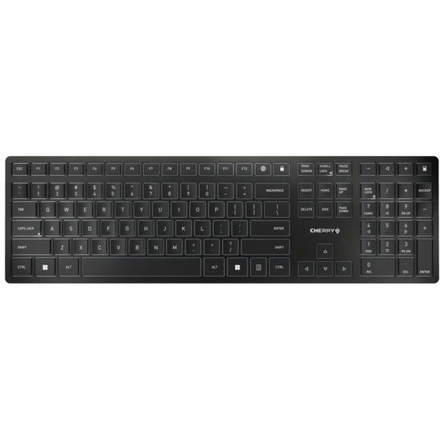 CHERRY KW 9100 SLIM Keyboard - Wireless Connectivity - English (UK) - Black, Silver
