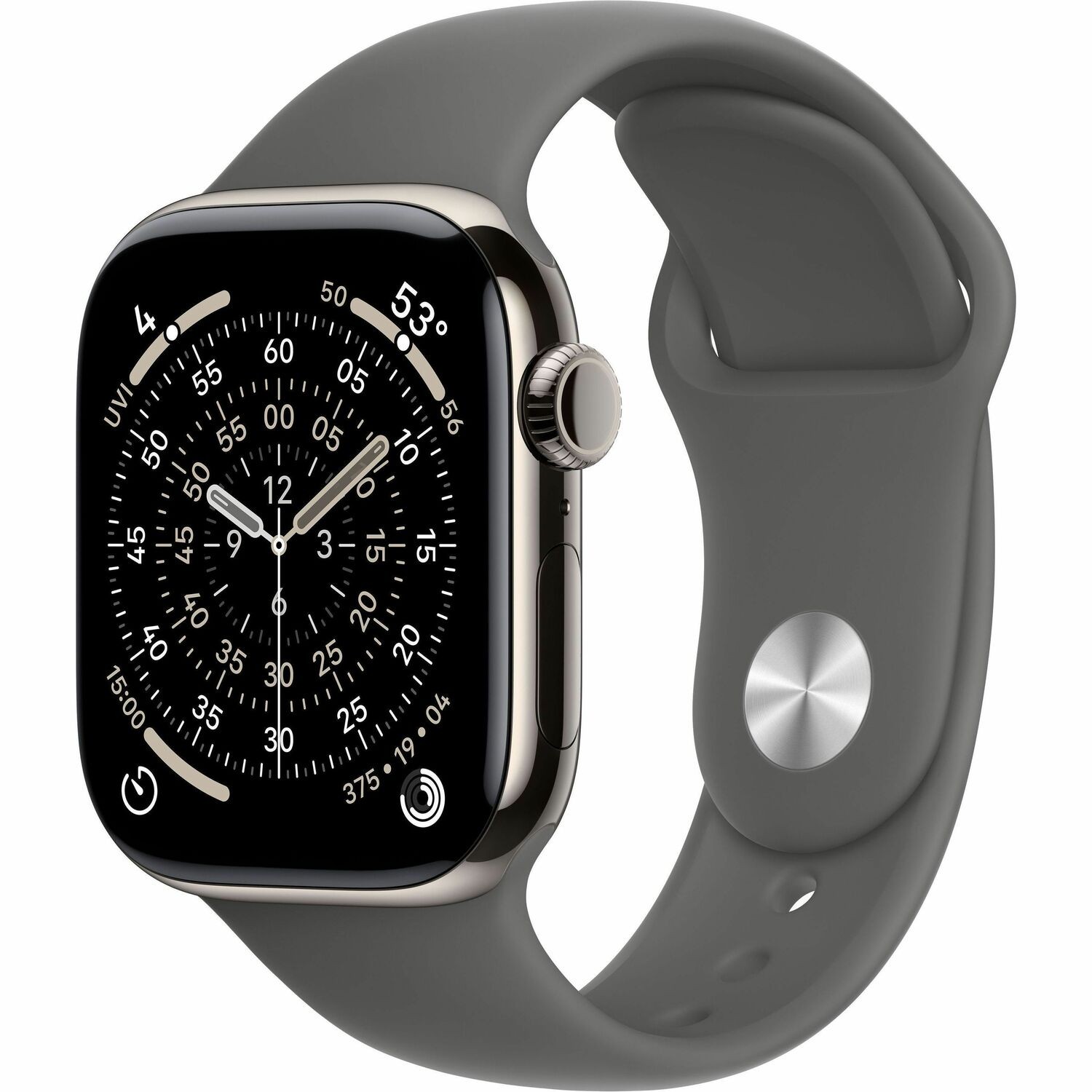Apple Watch Series 11 Smartwatch - 42 mm Case Height - 36 mm Case Width - Nat&uuml;rlich Tasche, Farbe - Grau Band Color - Titan Geh�usematerial - Wireless LAN - 4G - LTE