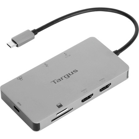 Targus DOCK423AU USB Type C Docking Station for Monitor, Notebook - Memory Card Reader - SD - 100 W - Silver - Portable