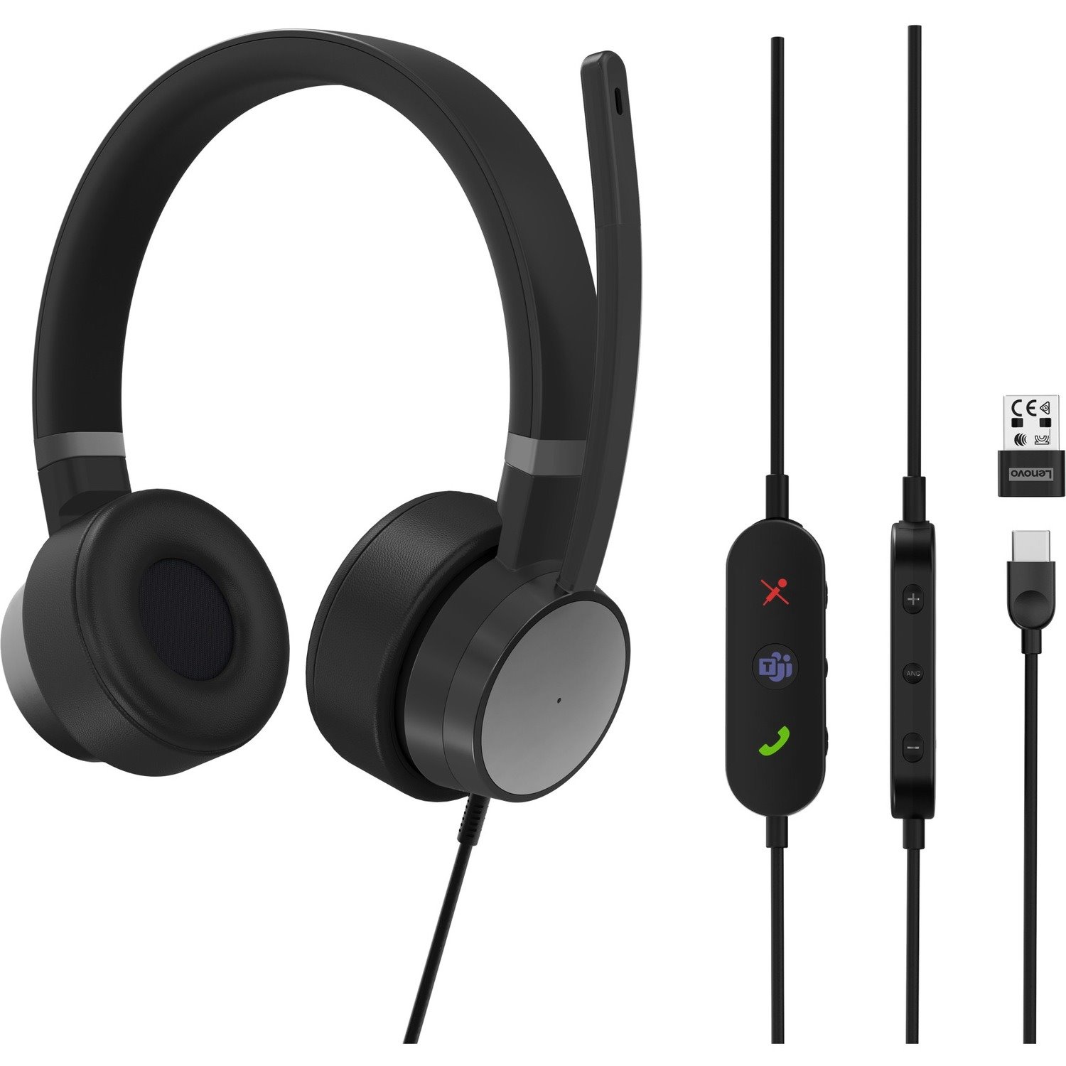 Lenovo Wired Over-the-head Stereo Headset - Thunder Black