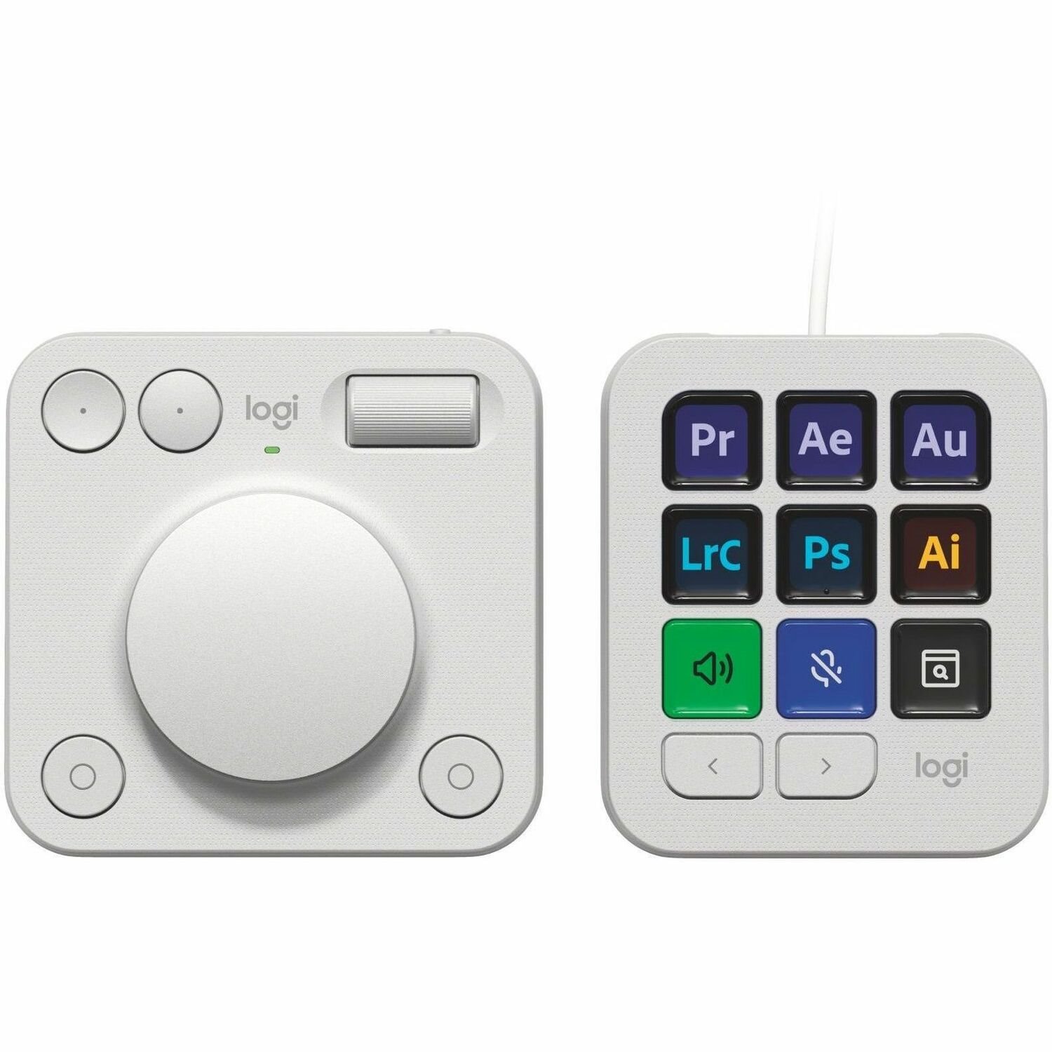 Logitech MX Creative Console, Programmable Keypad With 9 Customizable LCD Keys and Control Dial for Graphic Design, Video Editing, Photography, use with Adobe, Zoom, Spotify and more (Pale Grey)